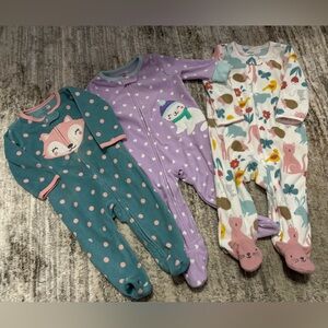 Carter's Teal, Purple, and Multi/Print Sleepers (6 Mo.)